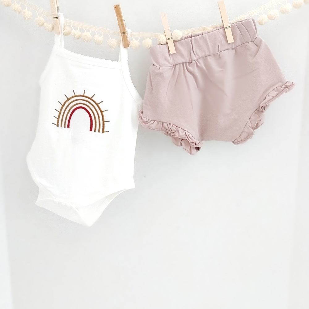 Baby onesie rainbow bloomer set